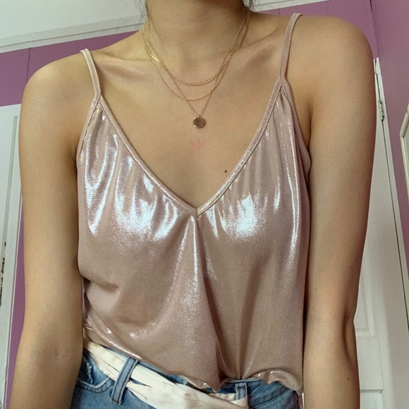 Shimmery soft pink cami top - Picture 1 of 4